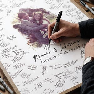 40th Wedding Anniversary Guest Book Alternative, Personalized Anniversary Guest Book Sign, 40 Year Anniversary Gift, Wedding Keepsake image 1