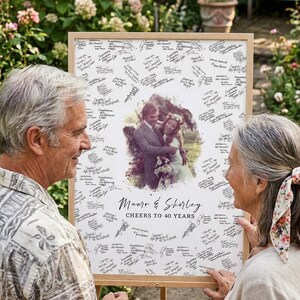 40th Wedding Anniversary Guest Book Alternative, Personalized Anniversary Guest Book Sign, 40 Year Anniversary Gift, Wedding Keepsake image 3