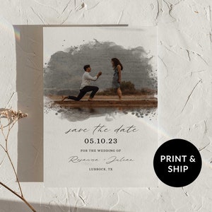 Retenez cette date, cartes "Retenez cette date" pour mariage, invitation photo "Retenez cette date", portrait personnalisé à l'aquarelle, faire-part "Retenez la date", evite