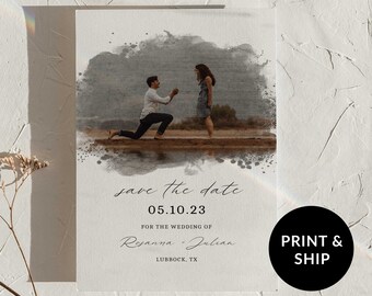 Save the Date, Wedding Save the Date Cards, Photo Save the dates Invitation, custom watercolor portrait, Save the date announcement, evite