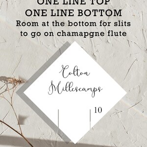 Champagne Seating Card, champagne glass escort card, champagne place card, Cake Pop Tag, Diamond Place Card Printable, Wedding Place Card image 7