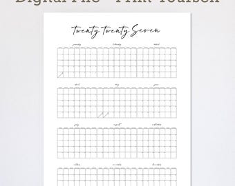 2027 Printable Wall Calendar  Year at a Glance Calendar  Large Wall Planner PDF  Instant Download
