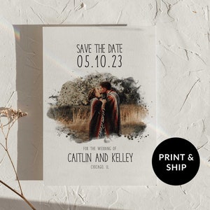 Réservez cette date, Cartes photo « Save the Date », pour mariage, « Save the date », invitation « Save the dates », portrait aquarelle personnalisé, modèle « Save the date »