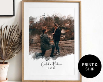 Engagement Gift, Engagement gift for couple, Couple Photo, Custom Watercolor Portrait, Watercolor Portrait From Photo, Engagement Painting