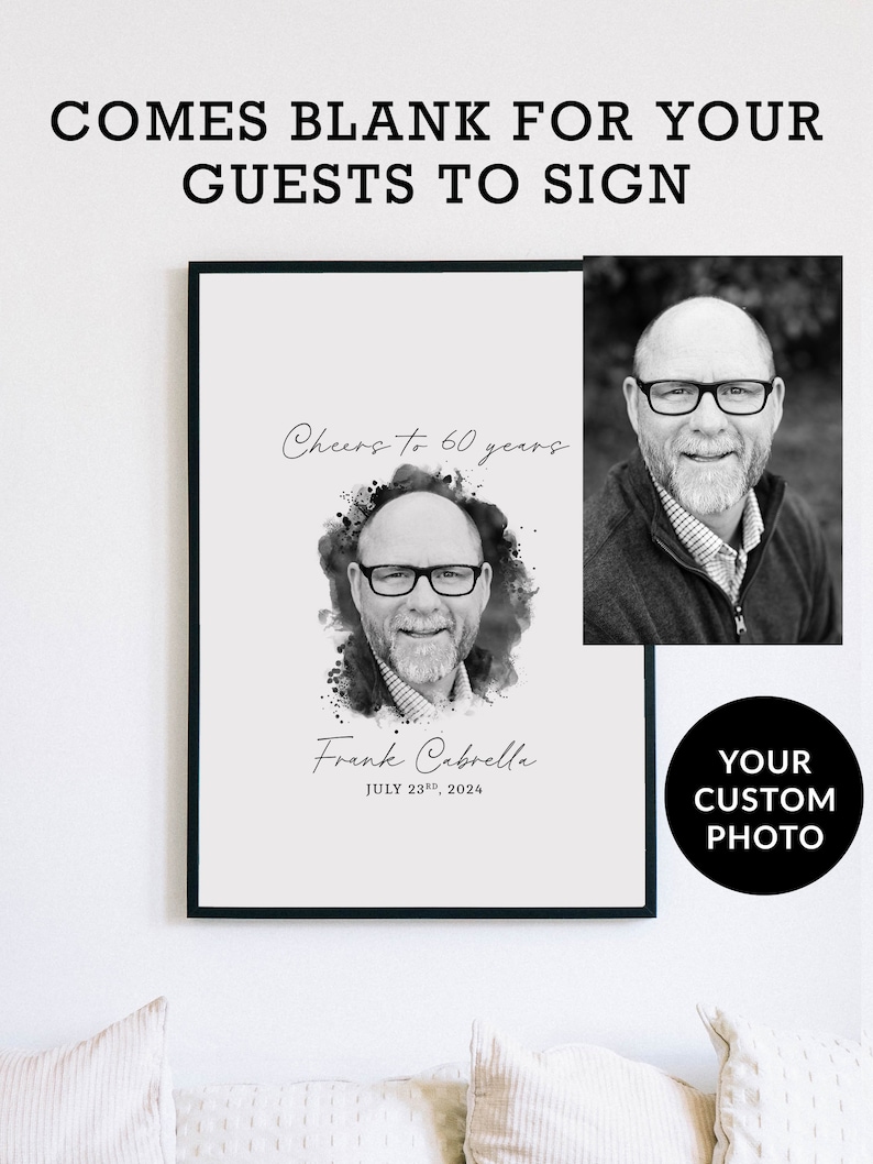 60th Birthday Guest Book Alternative, 60th Birthday Gift for her, Birthday Guest Book, 60 year birthday gift, Friend Birthday Gift, Poster