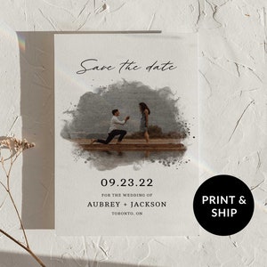 Retenez cette date unique, mariage, cartes Retenez cette date, invitation retenez les dates, portrait personnalisé à l'aquarelle, téléchargement du modèle Save the date
