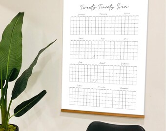 Year At A Glance Wall Planner, 2026 Large Wall Calendar Digital File, 2026 Wall Calendar Poster PDF, Giant Calendar Poster, Calendar 2026
