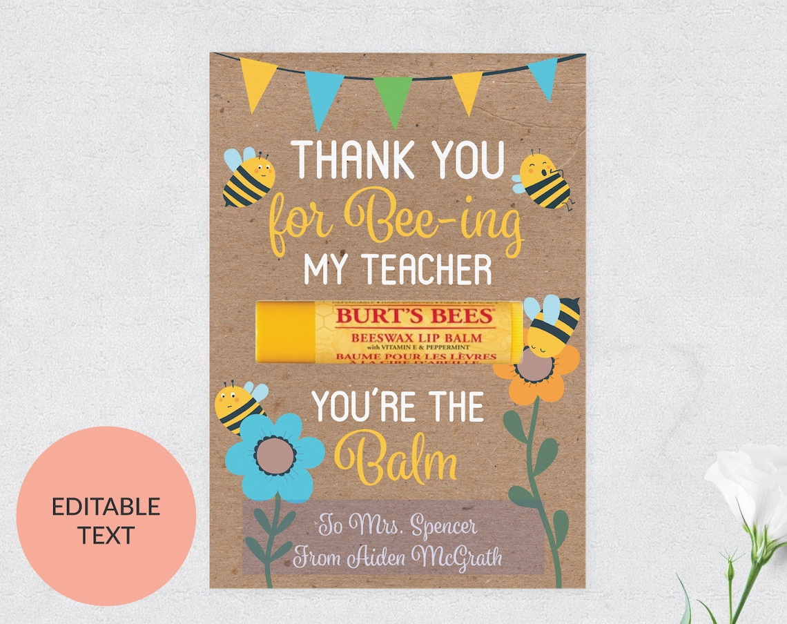 Burt Bee Teacher Thank You Gift Card Holder for End of School - Etsy