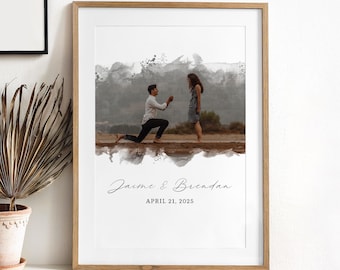 Retrato personalizado en acuarela, retrato en acuarela a partir de una foto, pintura de boda en acuarela, regalo impreso de compromiso, regalo de cumpleaños personalizado