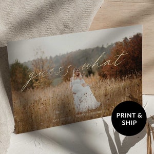 Devinez quoi faire-part de grossesse pour Noël, nouveauté cartes de vœux avec photo de famille, cartes de Noël numériques + imprimées pour bébé enceinte