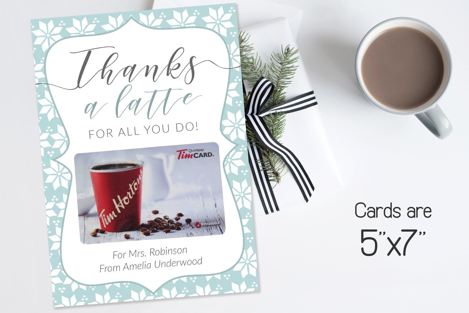 Thank a Latte Printable Teacher Gift Card Holder Printable - Etsy