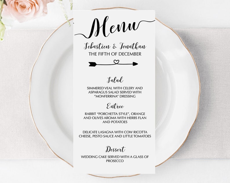 Rehearsal Dinner Menu Template
