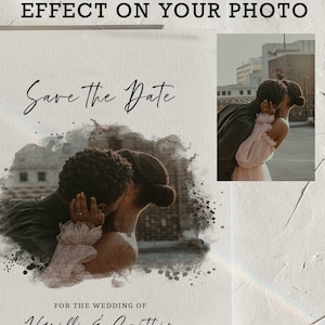 Save the Date, Wedding Save the date cards, 4 x 5.5 Card size, Save the dates invitation, custom watercolor portrait, template download image 2