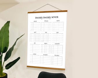 Calendario de pared 2027 con vista general del año, póster de 24x36 pulgadas, calendario gigante.