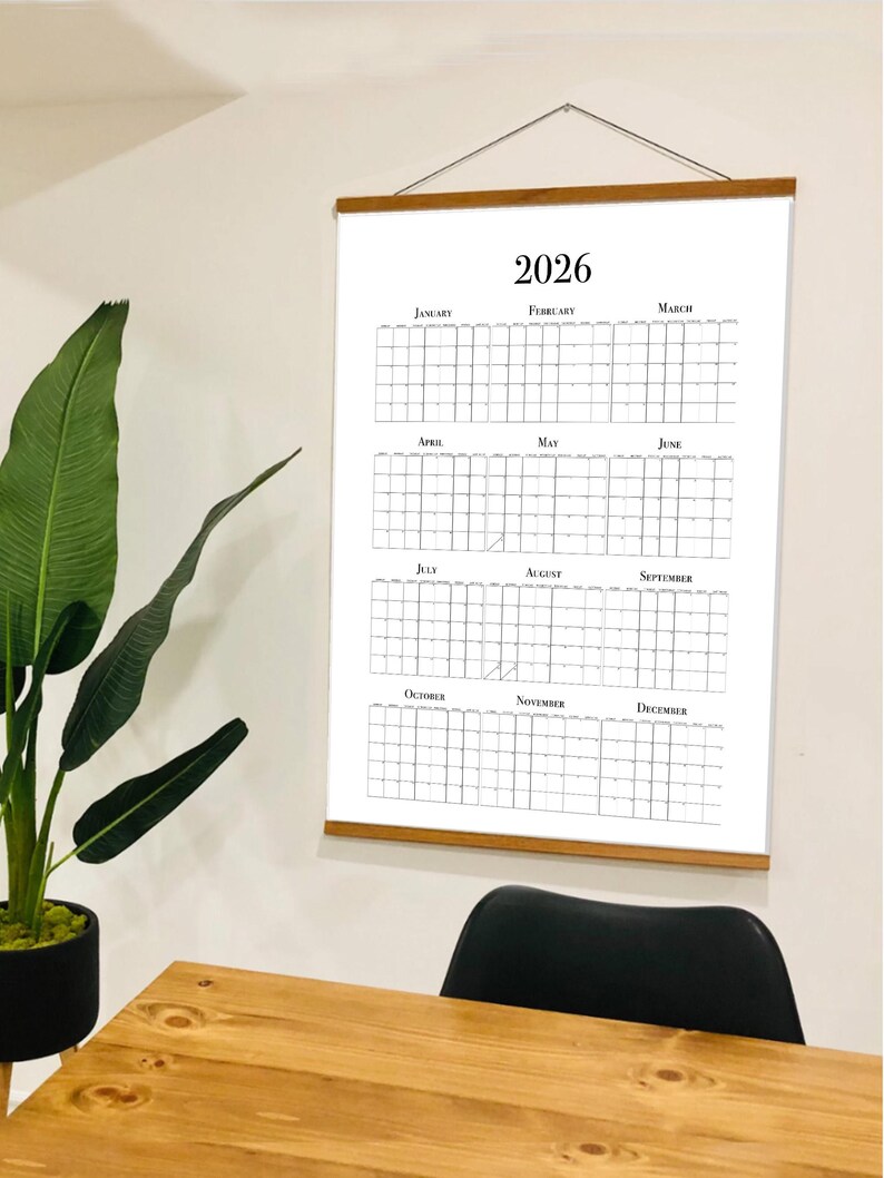 Calendario de pared grande 2026 (archivo digital), póster del ...