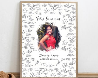 Quinceanera Guest Book Alternative, Sweet 15 Guest Book, Personalized Guestbook Sign, Guestbook Quinceanera Alternative, Birthday Guestbook