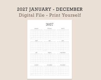 2027 Wall Calendar Poster, Giant Year Planner (Digital File)