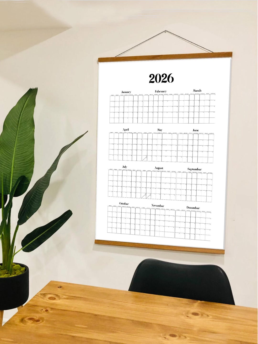 Year at A Glance Wall Planner, 2026 Large Wall Calendar Digital File ...