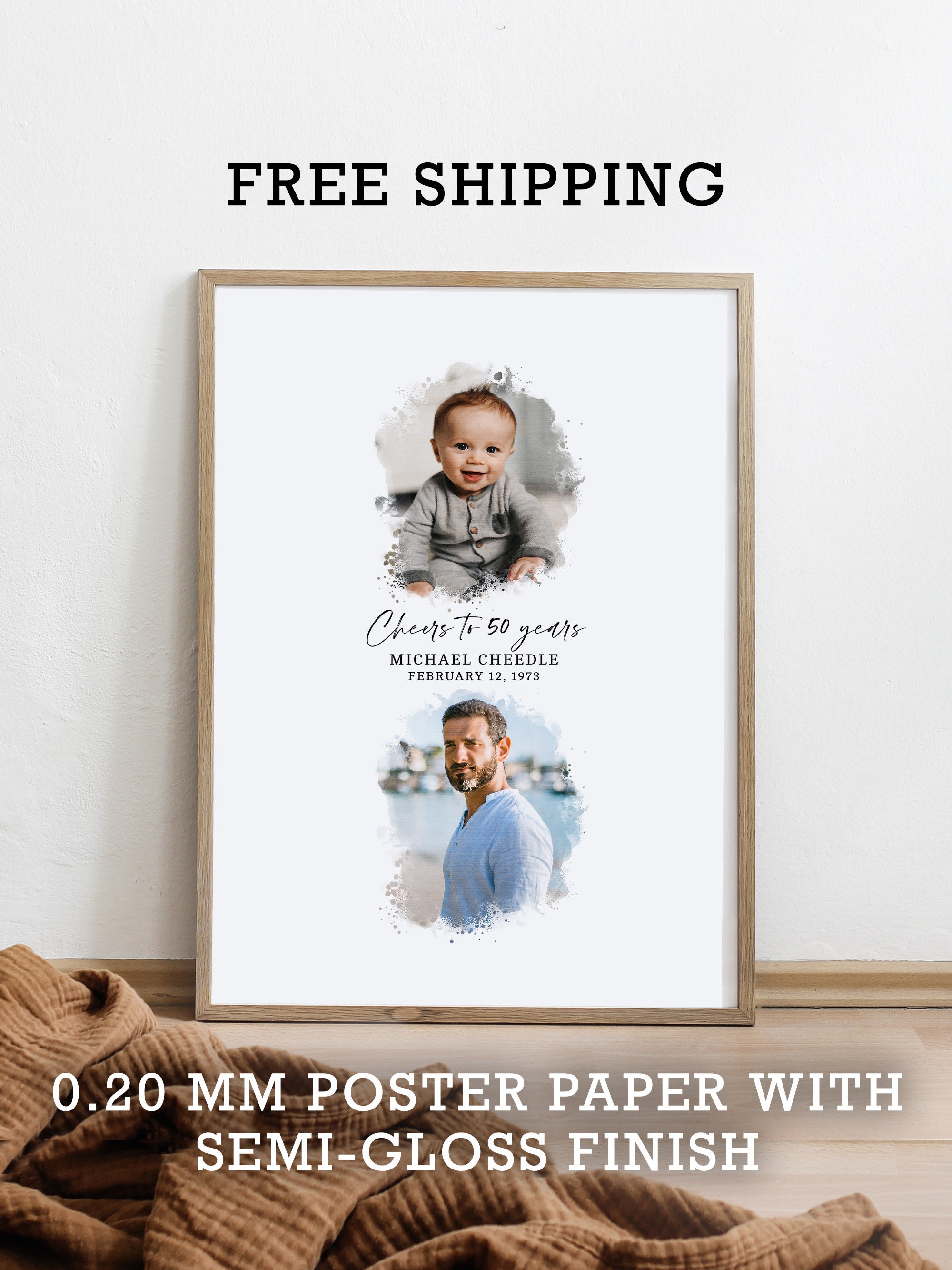 50th Birthday Guest Book Alternative Poster Keepsake With Blank