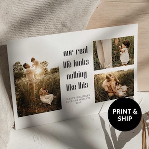 Carte de Noël moderne avec photo de famille, imprimée et numérique pour 2025, modèle de carte de vœux unique à télécharger, sur mesure, rien de tel que cette carte