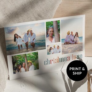 Carte photo de famille amour Noël moderne, cartes de vœux personnalisées 2025, modèle unique de cartes de Noël personnalisées, voeux de saison imprimés