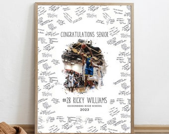 Gift for Senior Sports, Basketball Senior Night Guestbook Alternative Poster, Basketball Senior Night Gift Idea, Keepsake Poster for signing