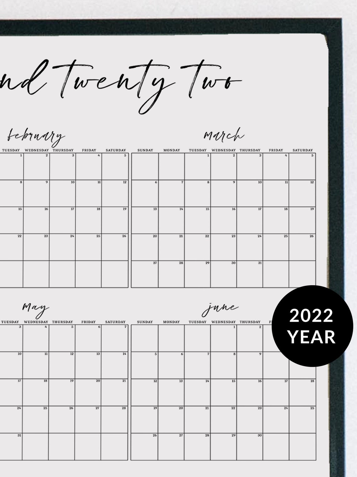 2022 Large Wall Calendar Year at A Glance Wall Planner Etsy