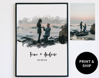 Engagement Gift for couple, Engagement painting, Custom Watercolor Portrait, Couple Photo, Watercolor Portrait Photo, Wedding Watercolor