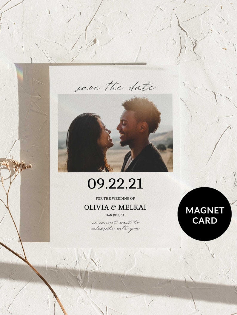 Polaroid save the date, Photo Save the Date Magnet, Wedding Save the Date Magnet, Printed Polaroid Photo Save the Date Magnet image 1