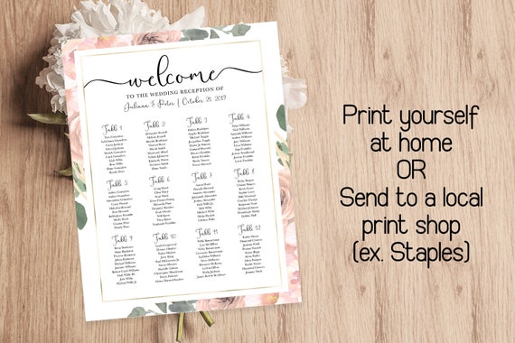 Seating Chart Printed At Staples