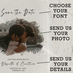 Save the Date, Wedding Save the date cards, 4 x 5.5 Card size, Save the dates invitation, custom watercolor portrait, template download image 3