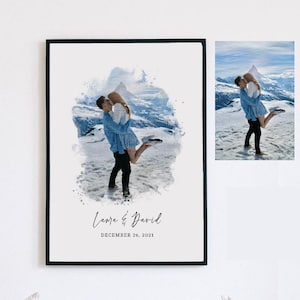 Engagement Gift for couple, Engagement painting, Custom Watercolor Portrait, Couple Photo, Wedding Watercolor Painting, Best engagement Gift