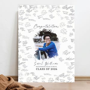 Personalized Graduation Guest Book Alternative 2026, Custom Portrait (Digital Watercolor)