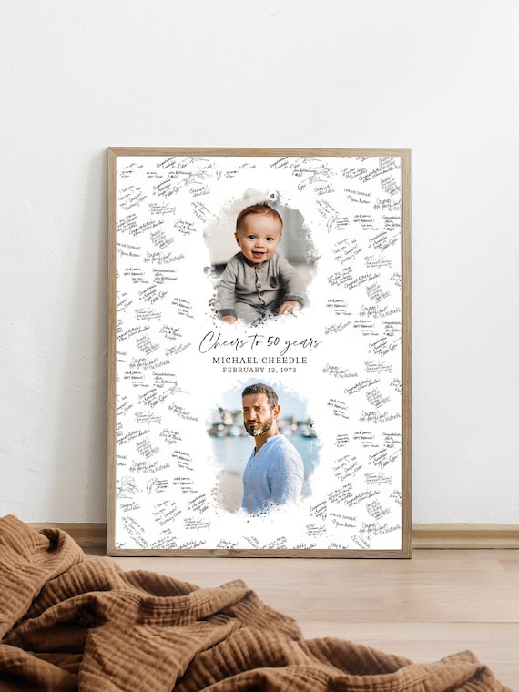 50th Birthday Guest Book Alternative Poster Keepsake With Blank