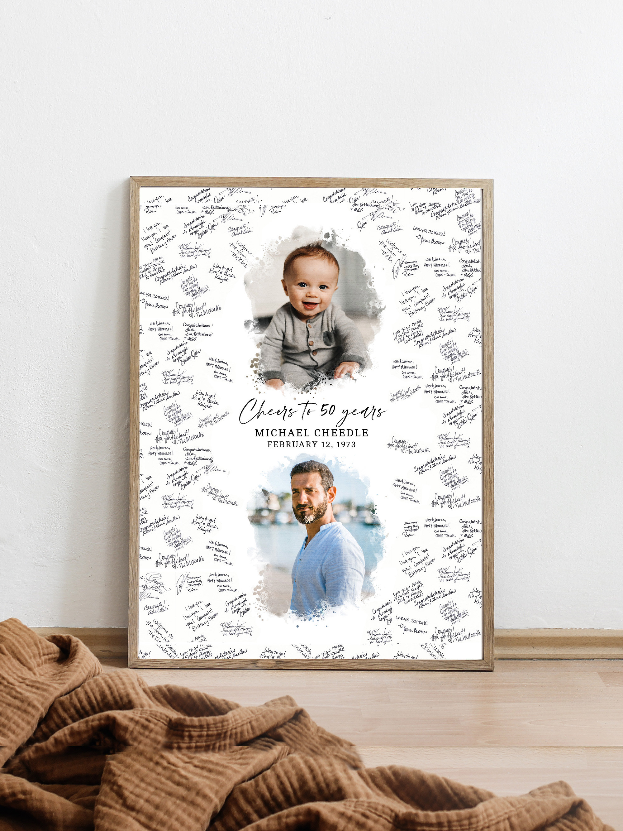 50th Birthday Guest Book Alternative Poster Keepsake With Blank