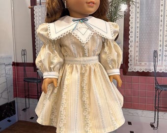 Civil war era dress with unique collar fits 18” dolls