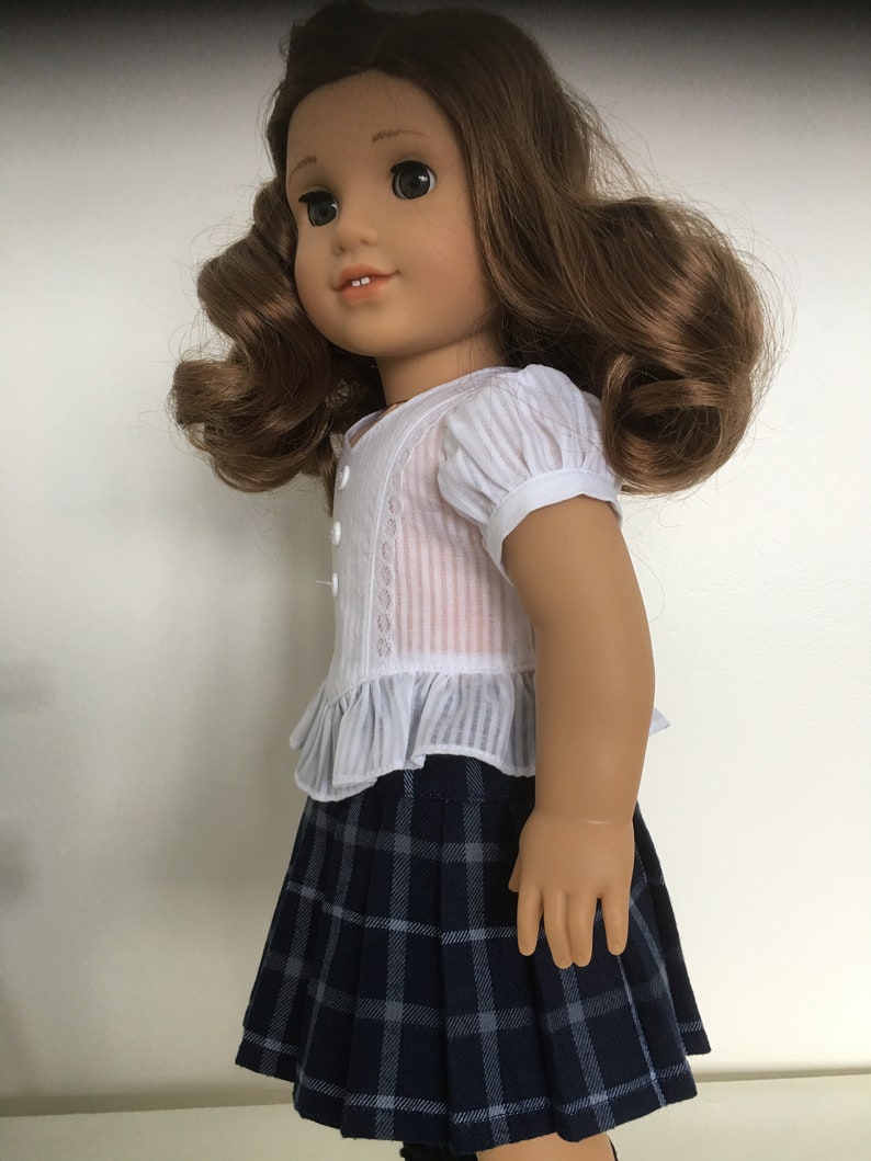 Frilly blouse with plaid skirt fits American girl dolls | Etsy