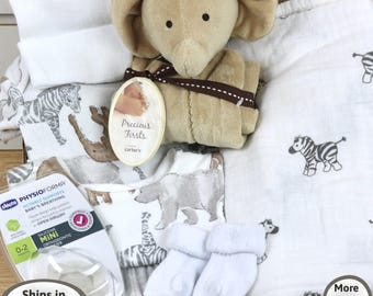 Zebra Baby Shower Gift Box Opening Set, Newborn Infant Clothes Reborn and Silicone Doll Accessories