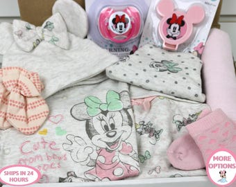 Disney Minnie Mouse Baby Girl Shower Gift Box, Reborn and Silicone Doll Accessories