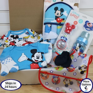 Disney Mickey Mouse Baby Boy Gift Box, Newborn Infant Reborn and Silicone Doll Accessories