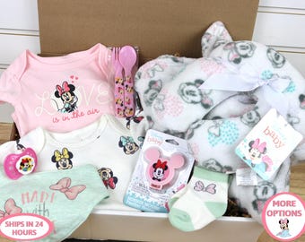 Minnie Mouse Baby Shower Girl Gift Box Opening, Newborn Infant Clothes Reborn & Silicone Doll Accessories