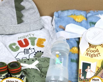 Dinosaur Baby Gift Box, Newborn Infant Clothes Set Reborn and Silicone Doll Accessories