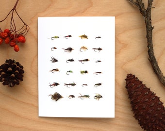 Trout Nymphs and Wet Flies ~ Blank Cards ~ Fly Fishing Card ~ Greeting Cards ~ Photography Flat Lay