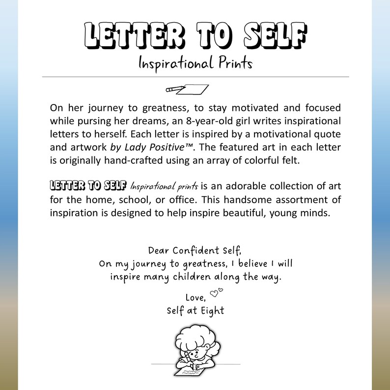 LETTER TO SELF Print Inspirational Art Print for Children - Etsy