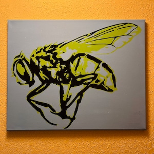 Handmade Housefly Canvas Wall Art