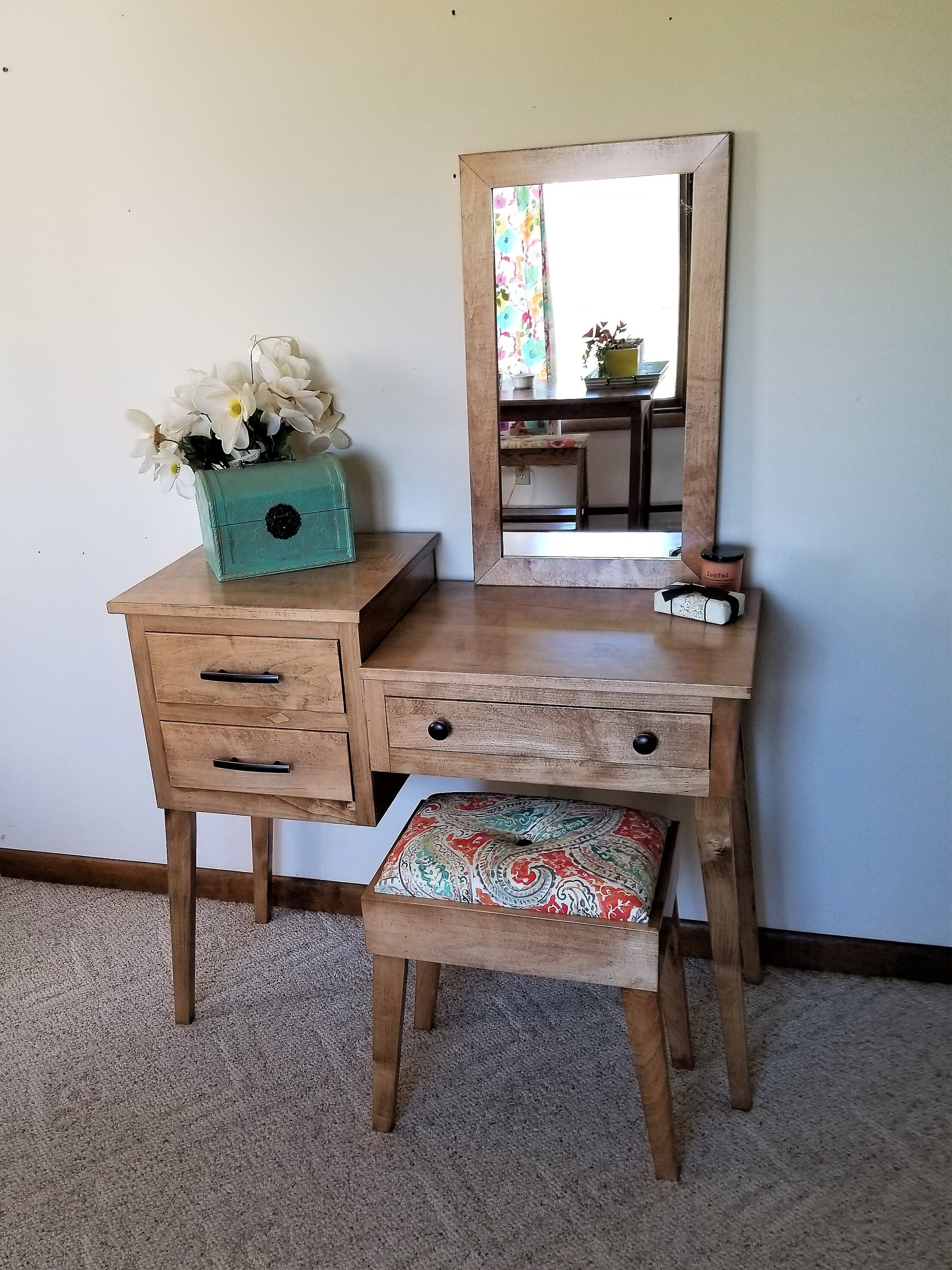 Mid Century Modern Makeup and Vanity Table with Inset Drawers Etsy