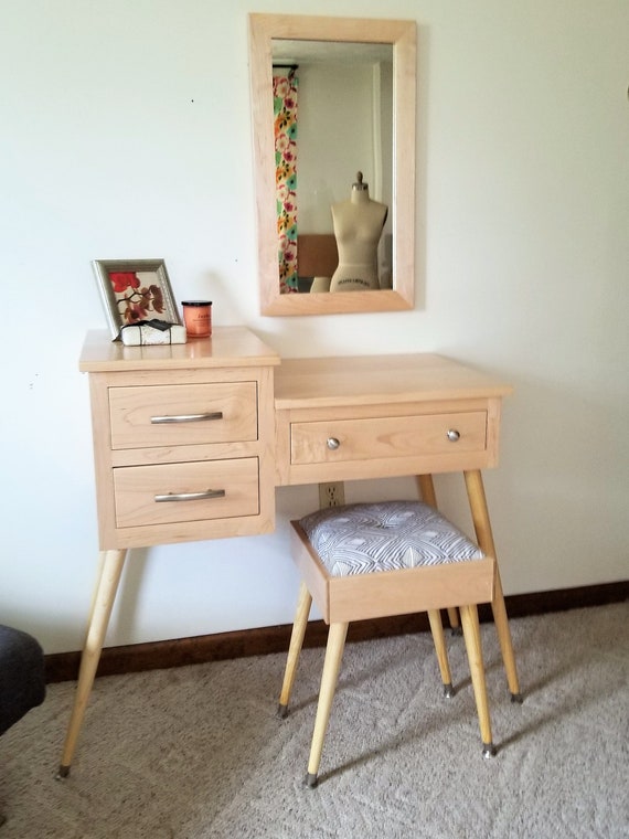 Mid Century Modern Makeup and Vanity Table Inset Drawers Etsy