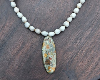 Job's Tears Seed Pyrite Red Creek Jasper Necklace, Organic Necklace, Pendant Necklace, Gift for Her