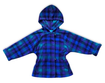 5years Vintage kids flannel zip-up jacket blue and green fleecy