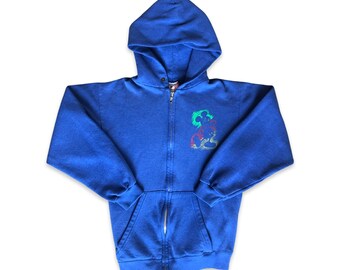 10+years Retro blue Mickey Mouse zip-up hoodie kids XL